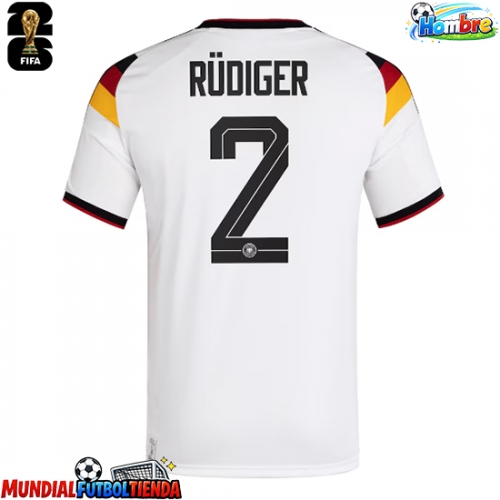Camiseta Alemania Antonio Rudiger #2 Primera Equipación Replica Mundial 2026 mangas cortas